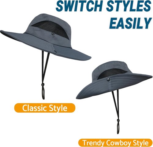 NPQQUAN Ponytail Sun Bucket Hat - Wide Brim UPF 50+ Protection for Fishing & Beach Activities