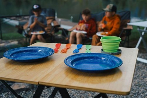 Enamelware for Camping and Backpacking - Camping Cookware Gear Essentials for Outdoor/Indoor Use and Backpacking Adventures (Made by Caddis Sports) (10 Inch Plate (4 Pack))