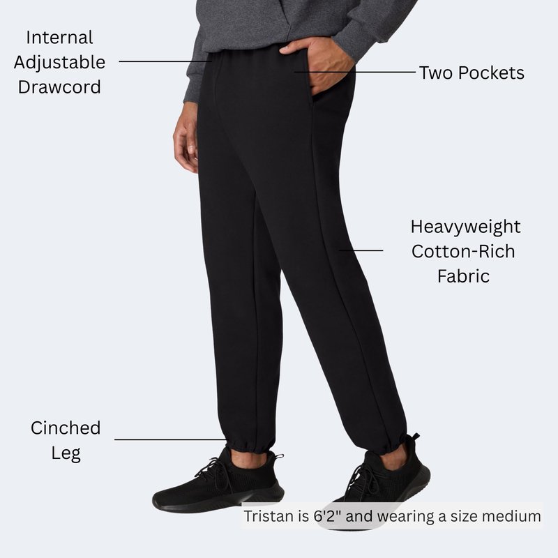 Hanes Men's Ultimate Cotton Pant, Black, Large