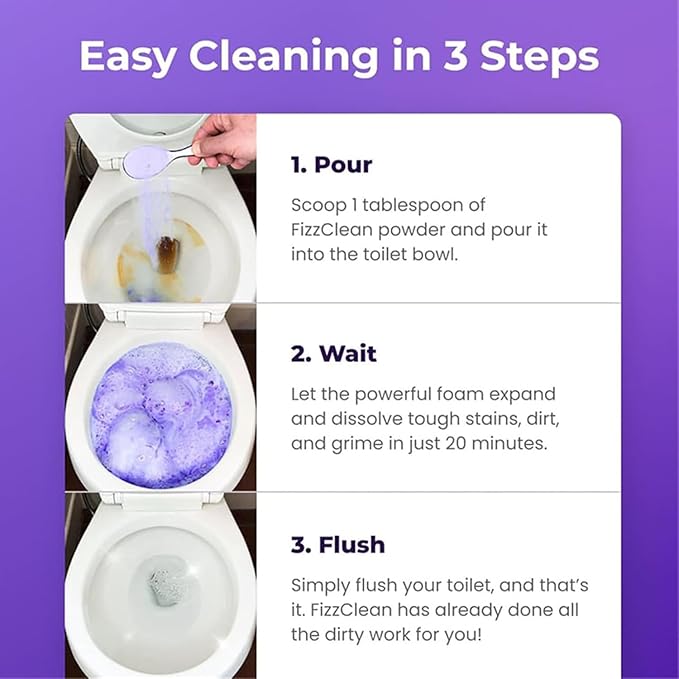 Fizzclean Toilet Cleaner, Fizzclean Toilet Cleaning Foam, Foam For Sparkling Clean, Touch Free Foaming Cleaning Powder (3)