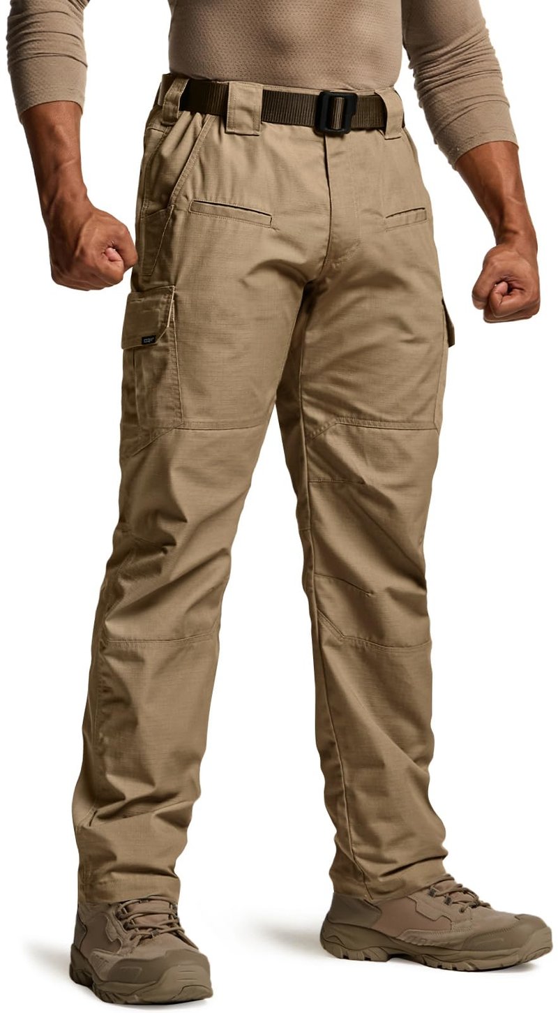 CQR Men's Tactical Pants, Water Resistant Ripstop Cargo Pants, Lightweight EDC Work Hiking Pants, Outdoor Apparel, Raider Cougar, 44W x 32L