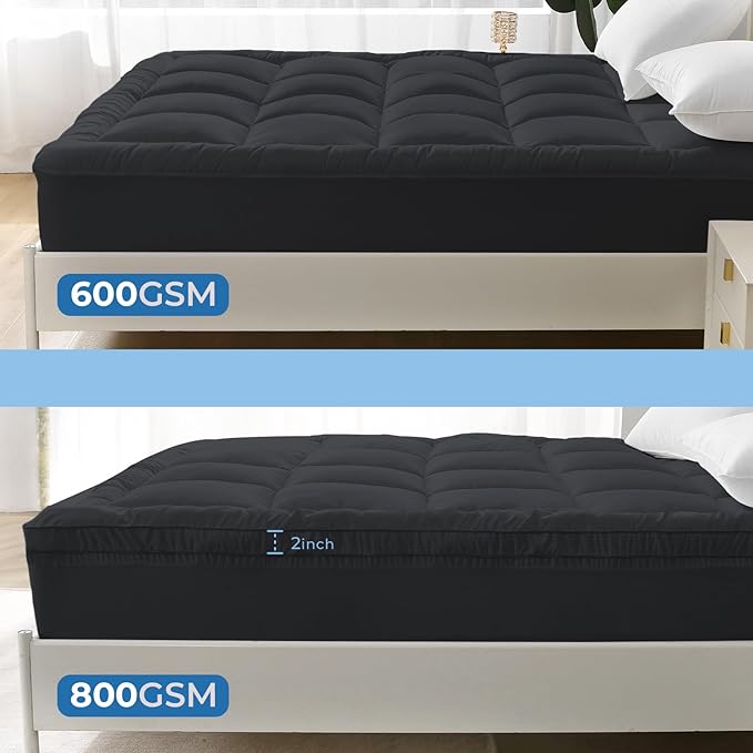 YUGYVOB Twin Mattress Topper - 600GSM Extra Thick Cooling & Breathable Mattress Pad with Deep Pocket 8"-21" & Soft Down Alternative Filling, Grey