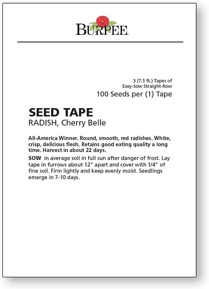 Burpee Cherry Belle Radish Seed Tape 100 per tape