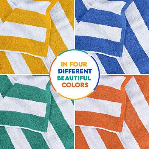 Utopia Towels 4 Pack Cabana Stripe Beach Towel, 30 by 60 Inches, Oversized 100% Ringspun Cotton Pool Towels, Highly Absorbent Bath Towels for Beach