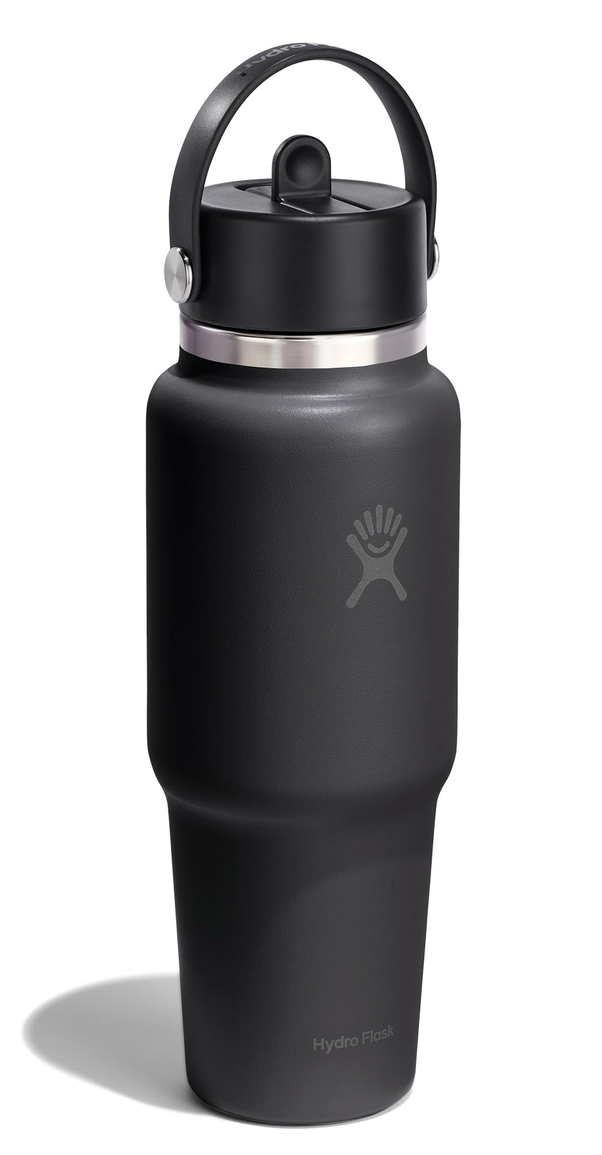 Hydro Flask Travel Water Bottle - Insulated Stainless Steel - Wide Straw Lid, Non Spill, Leakproof in 32 Oz Tonal Black