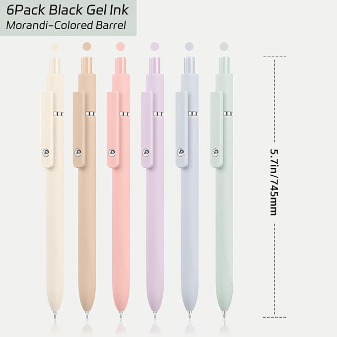 6Pcs Gel Pens 0.5mm Fine Point Black Ink Pens With Smooth Writing,Quick Dry Pens For Journaling,Valentines Day Office Writing Supplies for Women Nurse(Macaron)