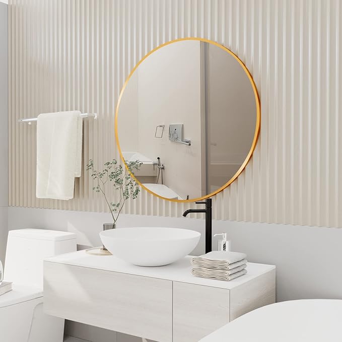 HARRITPURE Round Mirror 19.6" Gold Wall Mounted Circle Mirror