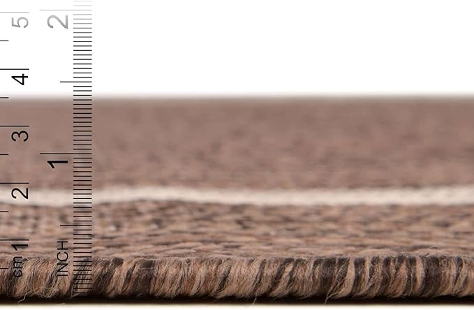 Unique Loom Outdoor Border Collection Area Rug - Soft Border (13' Round, Brown/ Ivory)