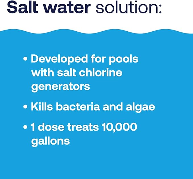HTH 52047 Swimming Pool Care Salt Shock, Stabilized Chlorinator, 1 dose Treats 10000 gallons, 5x12oz Packets