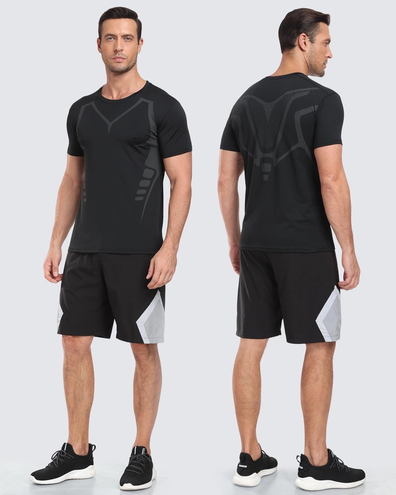 TEEPIRE Workout Shirts for Men, Quick Dry Athletic T-Shirt for Gym Running, Short Sleeve Moisture Wicking Athletic Shirts Tee