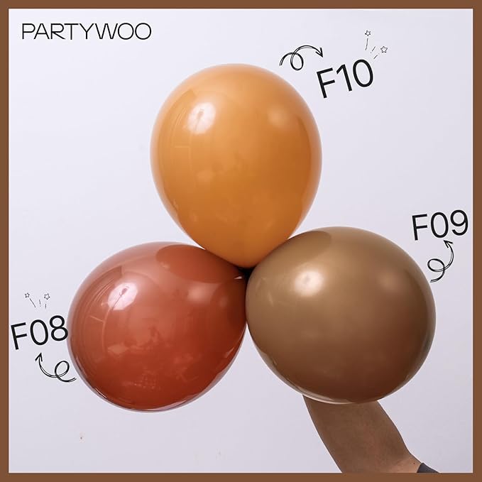 PartyWoo Brown Balloons 101pcs 12 Inch Boho Neutral Coffee Tan Fall Latex Helium Balloons for Wedding Baby Shower Gender Reveal Graduation Safari Woodland Birthday Fall Party Decorations Brown-F09