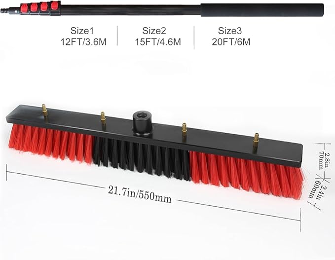 Window Cleaning Telescopic Pole,Water Fed Extendable Brush Suitable for Cleaner Conservatory Roof Photovoltaic Panel Cleaning Extendable Solar Panel Roof Cleaning Tools 5.4M