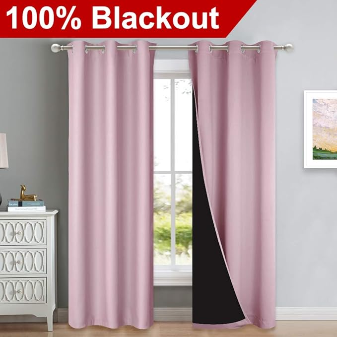 NICETOWN 100% Blackout Window Curtain Panels, Heat and Cold Blocking Drapes