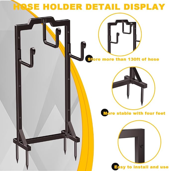 Skycarper Garden Hose Reel Holder Water Hose Hanger Organizer Stand,Bronze