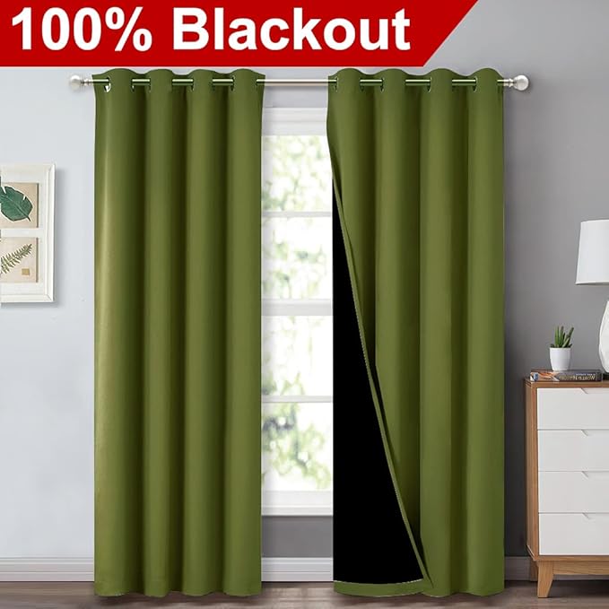 NICETOWN 100% Blackout Curtain Set, Thermal Insulated & Energy Efficiency
