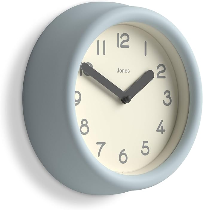 JONES CLOCKS® Fuze wall Clock | Small Round Clock | Pale Blue | Playful Modern