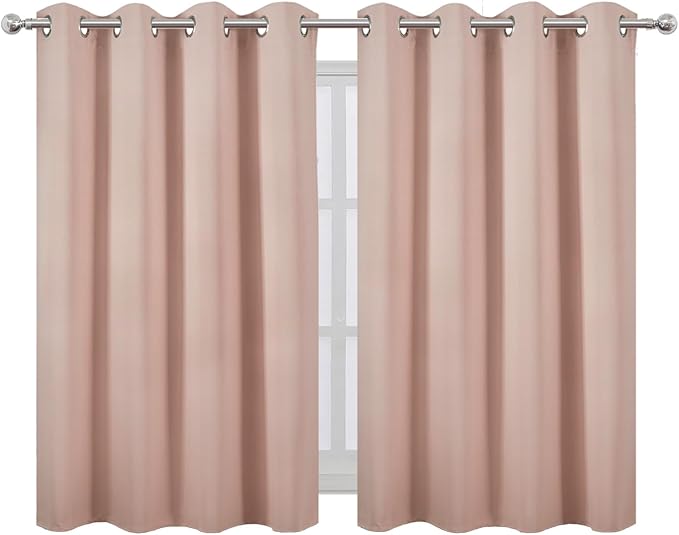 LEMOMO Blush Thermal Blackout Curtains/52 x 45 Inch/Set of 2 Panels Room