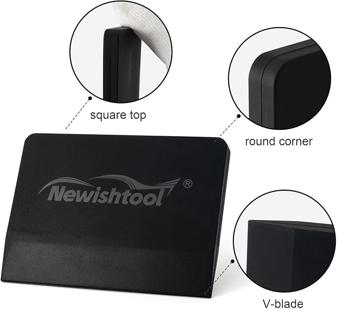 NEWISHTOOL Soft Silicone Squeegee, 2 PCS Small PPF Squeegee for Vinyl, Window Tint V-Blade Scraper for Film Application, Car Paint Protective Film Installation & Water Removal