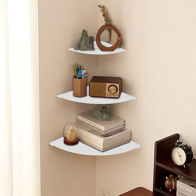 Corner Shelf Wall Mount, Floating Corner Shelves, Corner withs Wire Hole