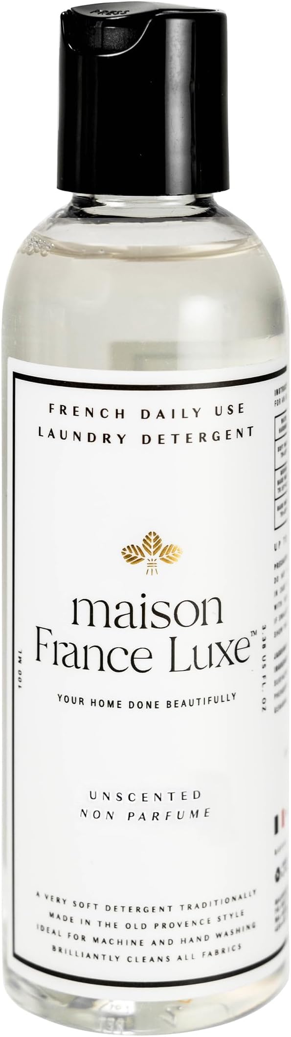 Laundry Detergent Sample, Plant based French Soap, 100ml, Unscented Travel Size Hand Wash Detergent