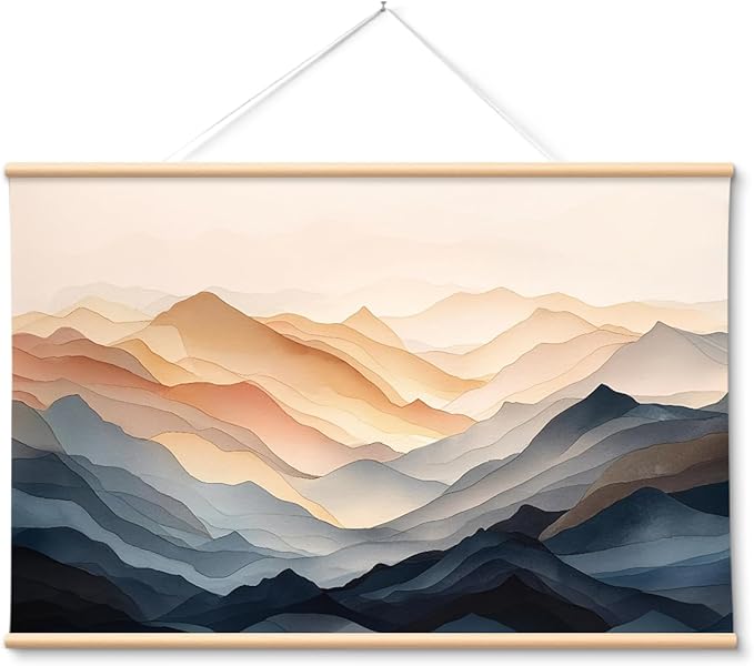 VIYYIEA Extra Large Canvas Wall Art, 36x54 Inch Abstract Mountain Landscape, Modern Neutral Nature Wall Decor for Living Room or Bedroom, Above Sofa