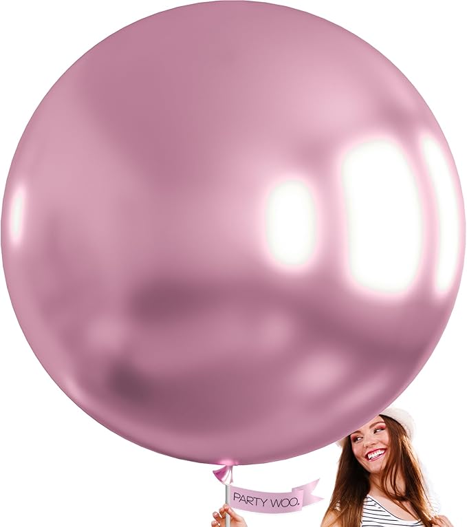 PartyWoo Metallic Pink Large Balloons 4 pcs 36 Inch Big Jumbo Giant Pinkish Purple Latex Helium Balloons for Graduation Wedding Baby Shower Bachelorette Birthday Party Decorations Pink-G108