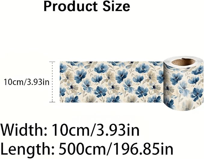 Blue Floral Wall Border 196x4 Inch Peel and Stick Vintage Flower Wallpaper