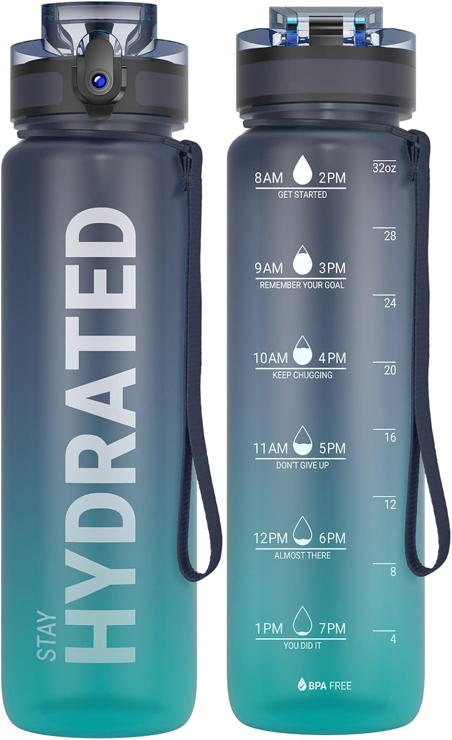 Sahara Sailor 32oz Water Bottle - Durable, Leakproof Design with Time Marker | BPA-Free Tritan for Gym & Travel