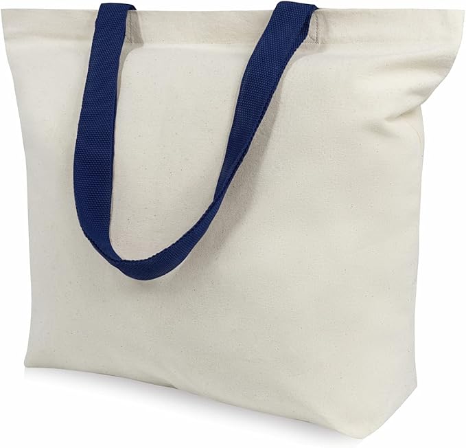TOPDesign 2-Pack Canvas Tote Bags with Magnetic Snap, Reusable Grocery Shopping Bags, DIY Your Creative Designs