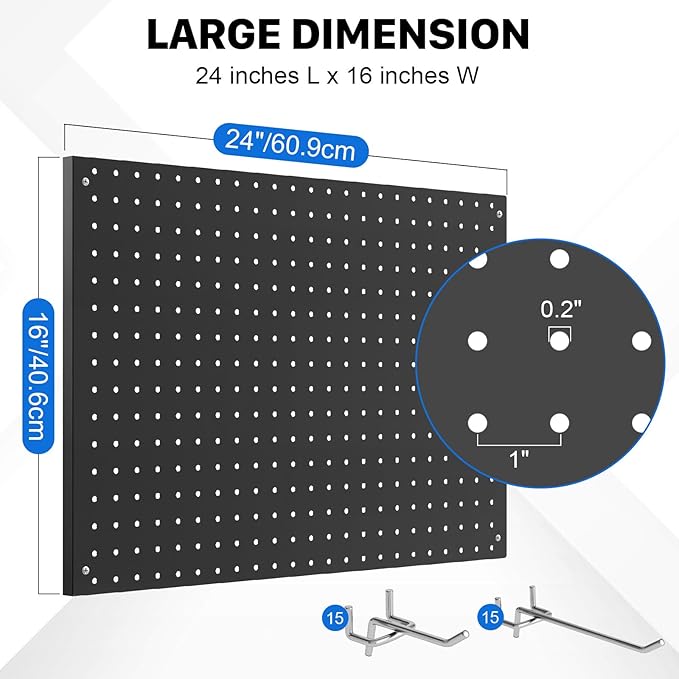 Peg Board, 3 Pack Metal Pegboard Panels Black Pegboards Wall Organizer