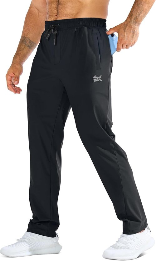BROKIG Men's LightArmor Workout Sweatpants - UPF 50+ Stretch Joggers with Zip Pocket for Athletes
