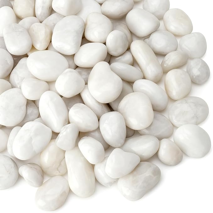Mr. Fireglass 5lb White River Rocks, 3/8 inch Natural Decorative Polished Pebbles Aquarium Gravel Stones for Landscaping, Indoor Plants, Vase, Succulent, Fish Tank