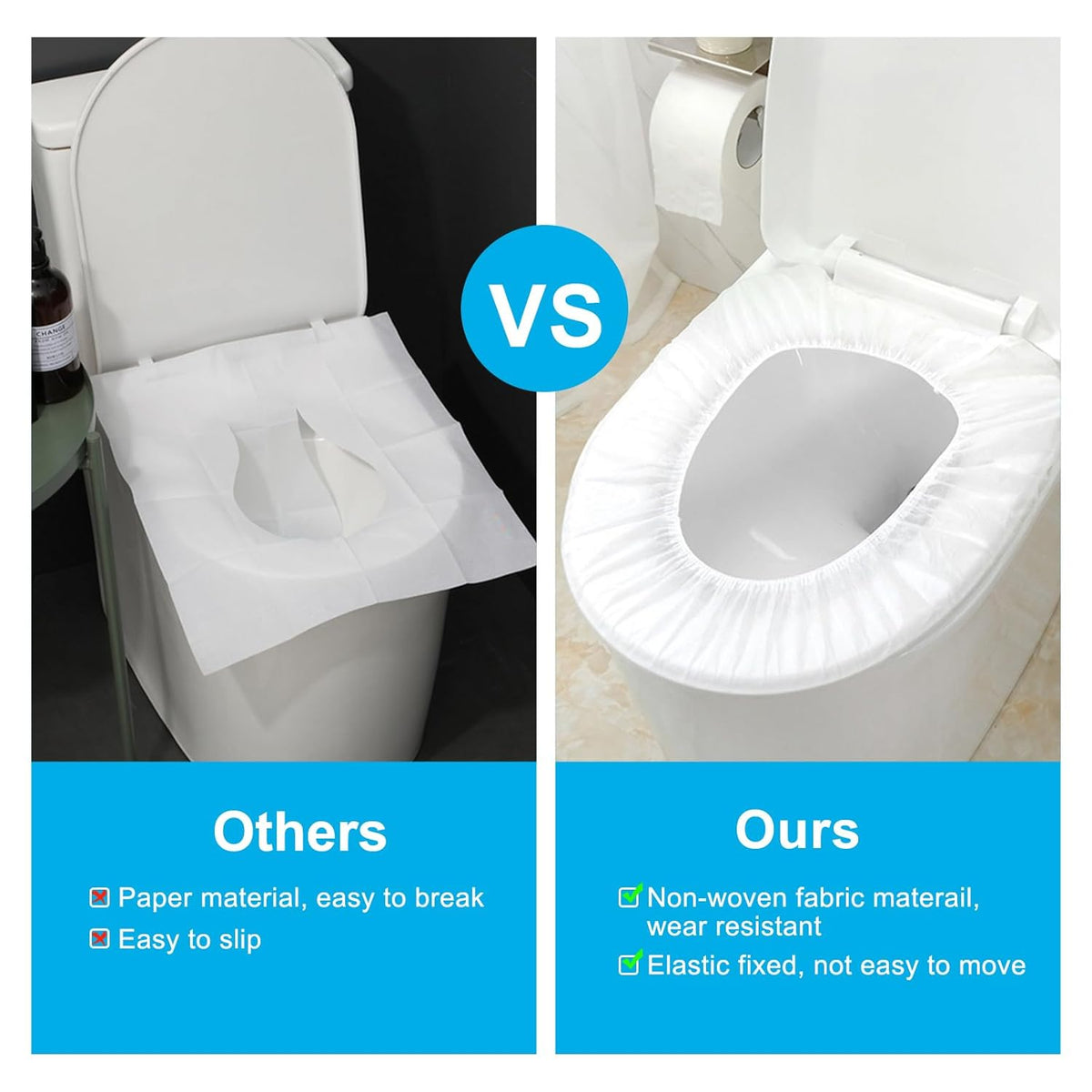 50 Pack Disposable Toilet Seat Cover Waterproof Non-Woven Fabric, Disposable Toilet Seat Covers for Travel, Disposable Seat Covers for Outing Hotel Hospital Public Toilet (Individual Package)