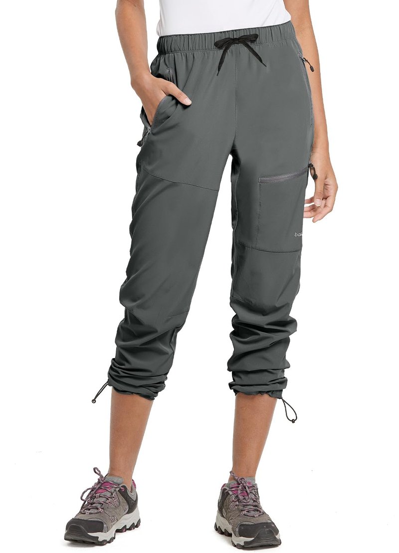 baleaf Women's Hiking Pants Quick Dry Lightweight Water Resistant Stretch Cargo Pants with Zipper Pockets Travel Camping 29''-Steel Gray S