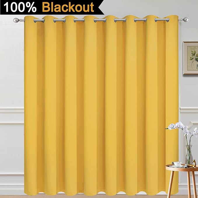 Yakamok 100% Blackout Thermal Insulated Curtains, Noise Reducing Barrier Panel