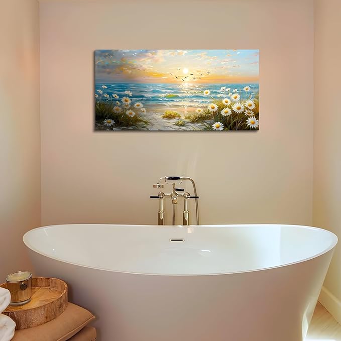 SERIMINO Large Canvas Wall Art Prints, Ocean Sunset Landscape Canvas Prints