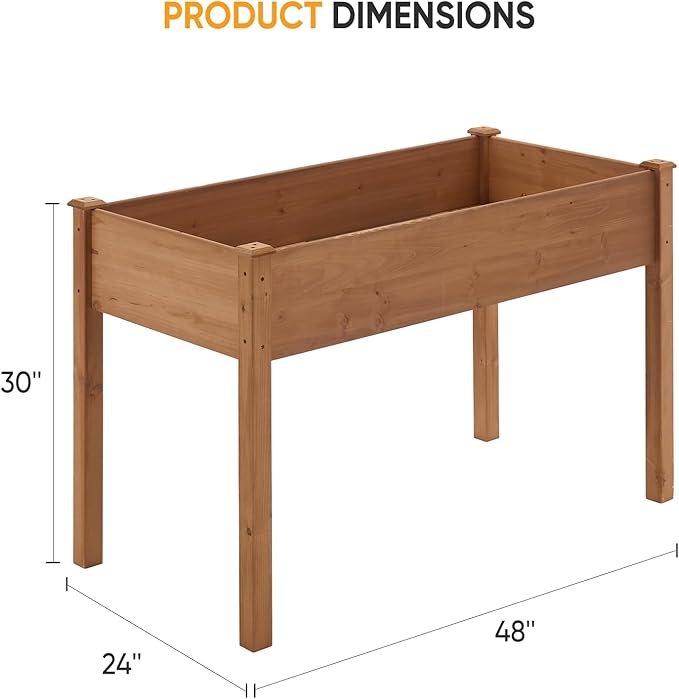 NEWBULIG Raised Garden Bed with Legs 48x24x30in,Elevated Wood Planter Box Stand for Outdoors Garden Balcony Courtyard, Natural Wood 400 Pound Capacity for Planting Herbs Flowers Vegetables, Brown