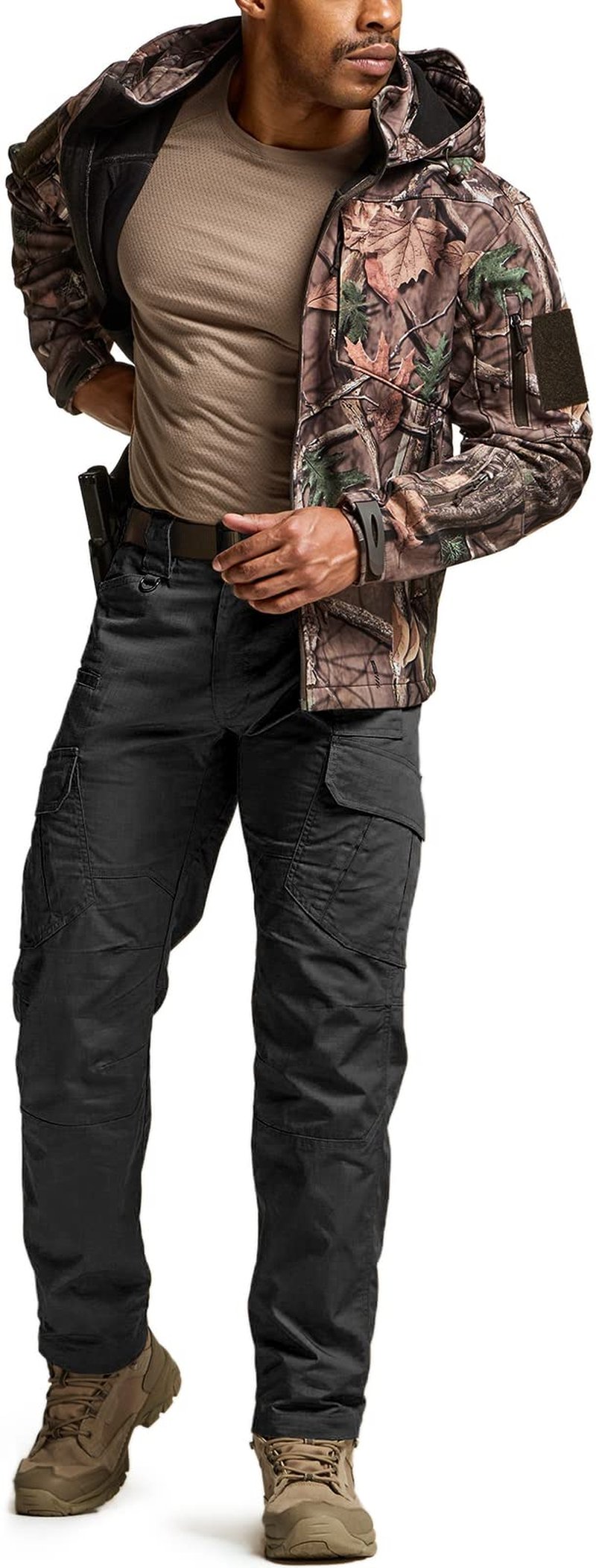 CQR Men's Tactical Pants, Water Resistant Ripstop Cargo Pants, Lightweight EDC Work Hiking, Outdoor Apparel, Duratex Mag Pocket Black, 34W x 30L