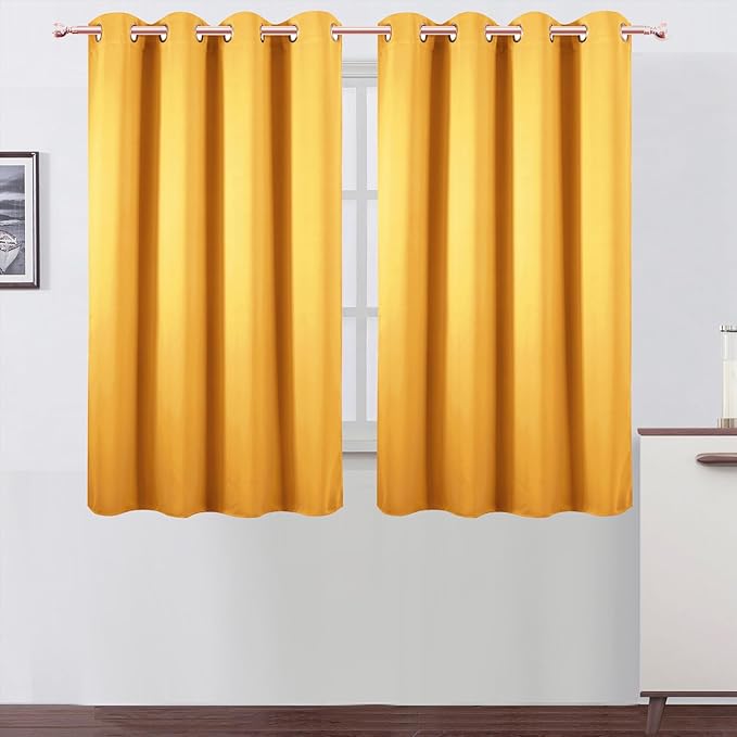 LEMOMO Blackout Curtains 66 x 54 Inch Long Yellow Curtains Set of 2 Panels Room