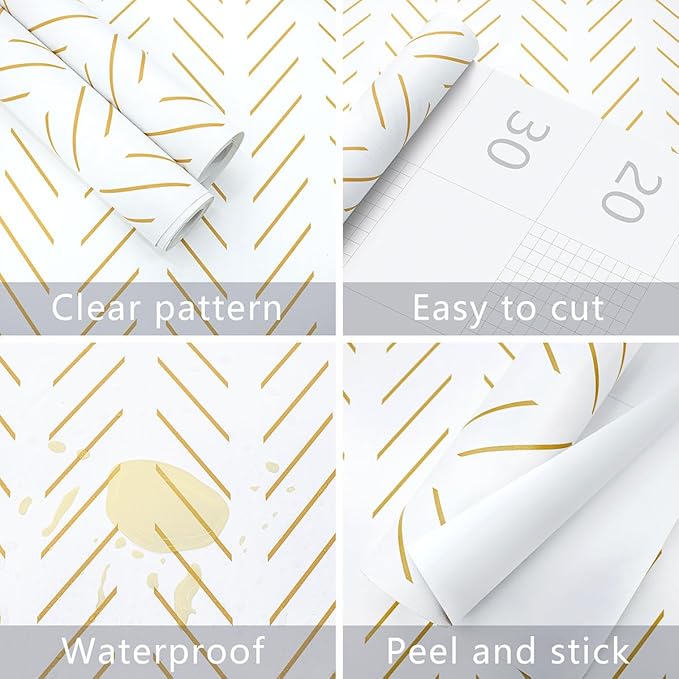 Erfoni Yellow and White Peel and Stick Wallpaper Modern Herringbone Wallpaper