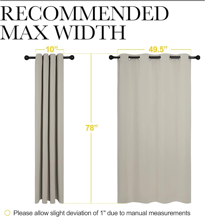 NICETOWN Natural Room Darkening Curtains 78" Long