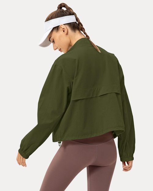 Locachy Women's Athletic Jacket - Lightweight Zip-Up with Stand Collar | Windproof & Sun Protection