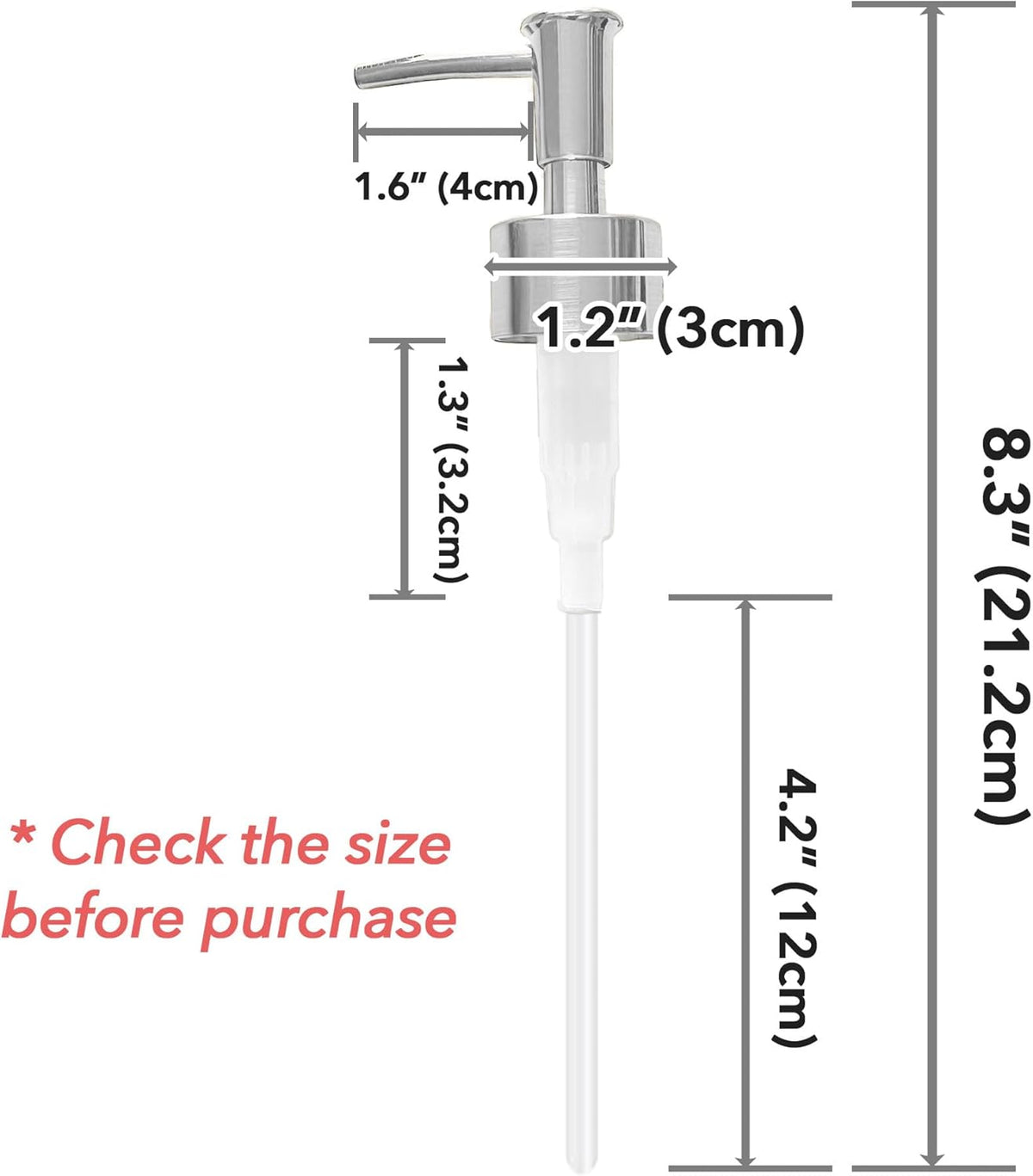 Soap Dispenser Pump Head Replacement 3 Pack, 28/400 Threads Standard Size, for Bathroom and Kitchen (Clear Silver)