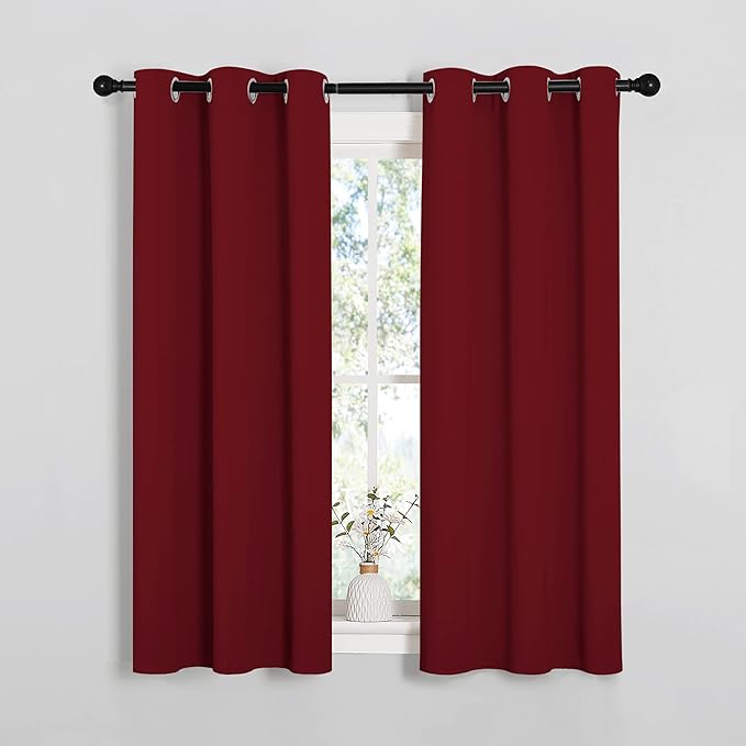 NICETOWN Christmas Burgundy Bedroom Curtains Blackout Draperies, Decorations