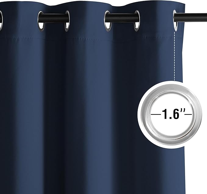 NICETOWN Navy Blue Blackout Draperies Heat Insulated Curtain 95 inch