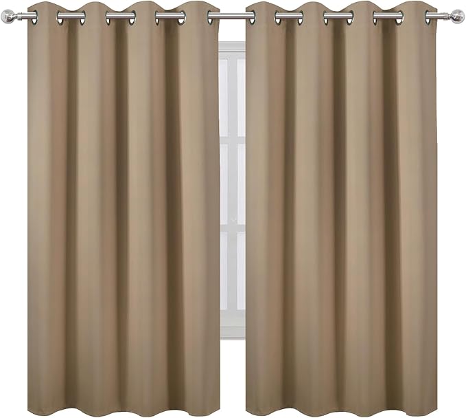 LEMOMO Natural Blackout Curtains 66 x 63 Inch Length/Set of 2 Curtain