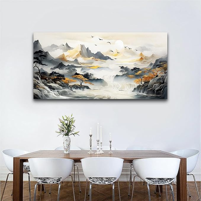 Lapremoly Large Size Wall Art For Living Room Wall Decor For Office Bedroom Wall Decor Abstract Mountain Landscape Canvas Prints Wall Painting Artwork Modern Ready To Hang Home Decorations 20"X40"