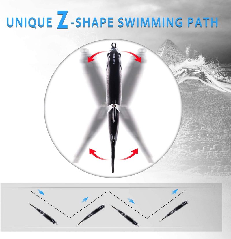 TRUSCEND Easy Catch SwimMax with BKK Hooks, Magic Noisy Wiggling and Vibrating Actions for More Bites, Lifelike Fishing Lures for Bass Trout Walleye Crappie, Strongest Dyneema Fiber Jointed Swimbaits