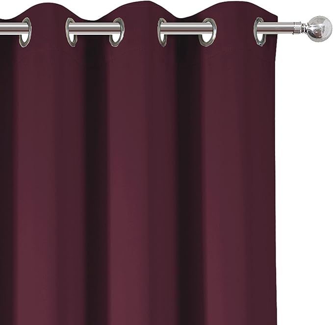 LEMOMO Burgundy Red Thermal Blackout Curtains/52 x 95 Inch/Set of 2 Panels Room