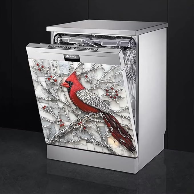 Diamond Branch Cardinal Dishwasher Magnet Cover 23x26 Inch Magnetic Dishwasher Cover Kitchen Decor Refrigerator Magnets Sticker Appliance Protector